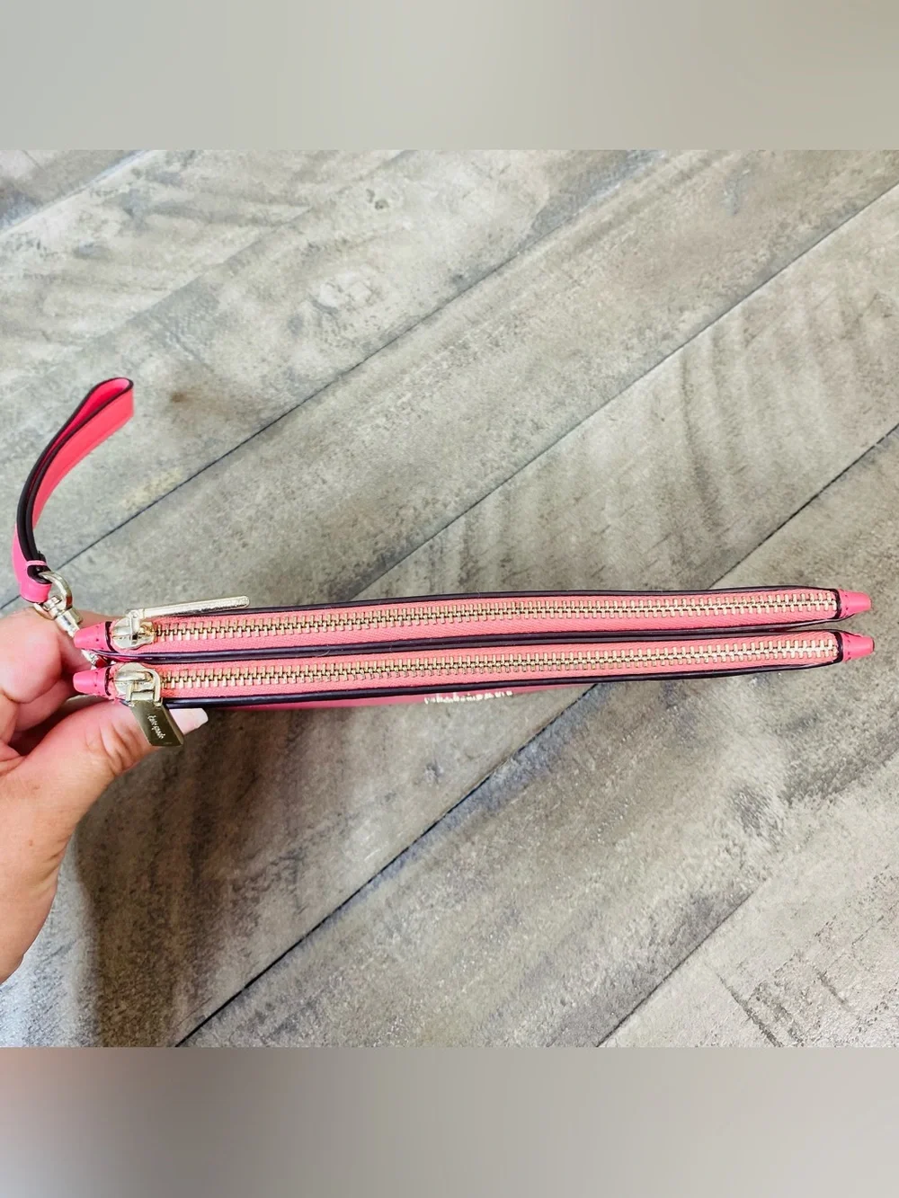 Kate Spade Picnic in the Park Strawberry Double Zip Wristlet Pink